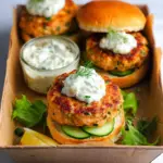 Fresh Salmon Burgers with Tzatziki Dressing