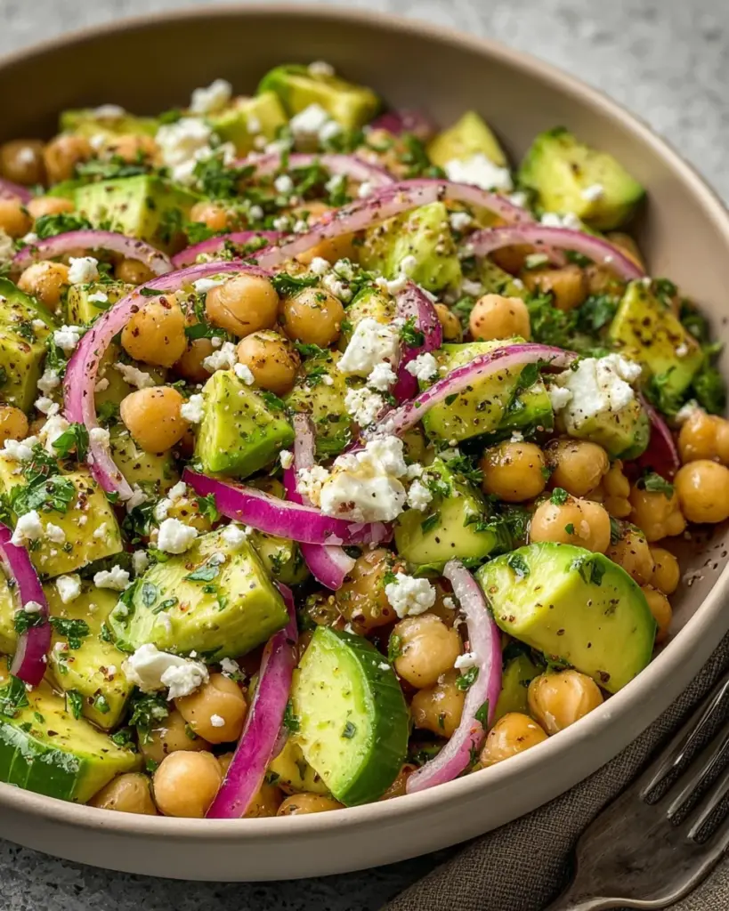 Chickpea Feta Avocado Salad