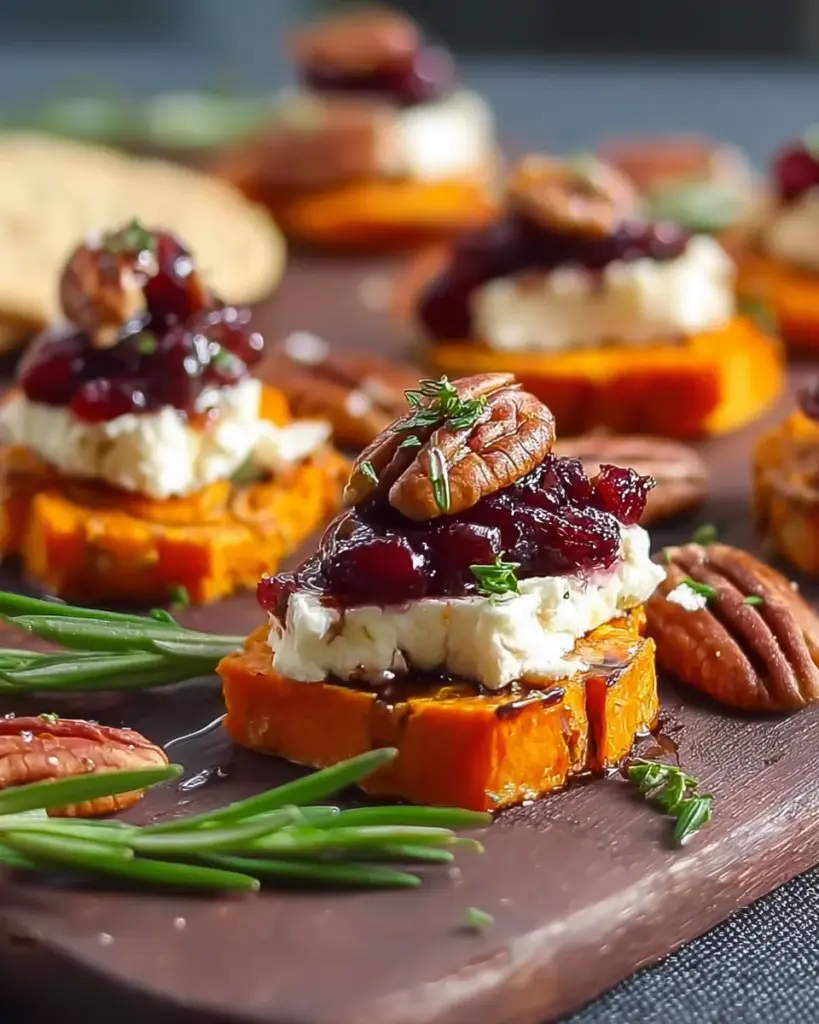 Cranberry, Pecan, Goat Cheese, Sweet Potato Bites