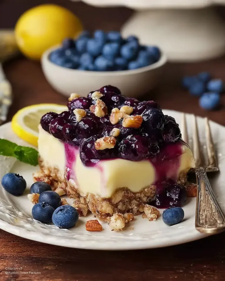 Cream Cheese Lemon Dessert with Blueberry Topping