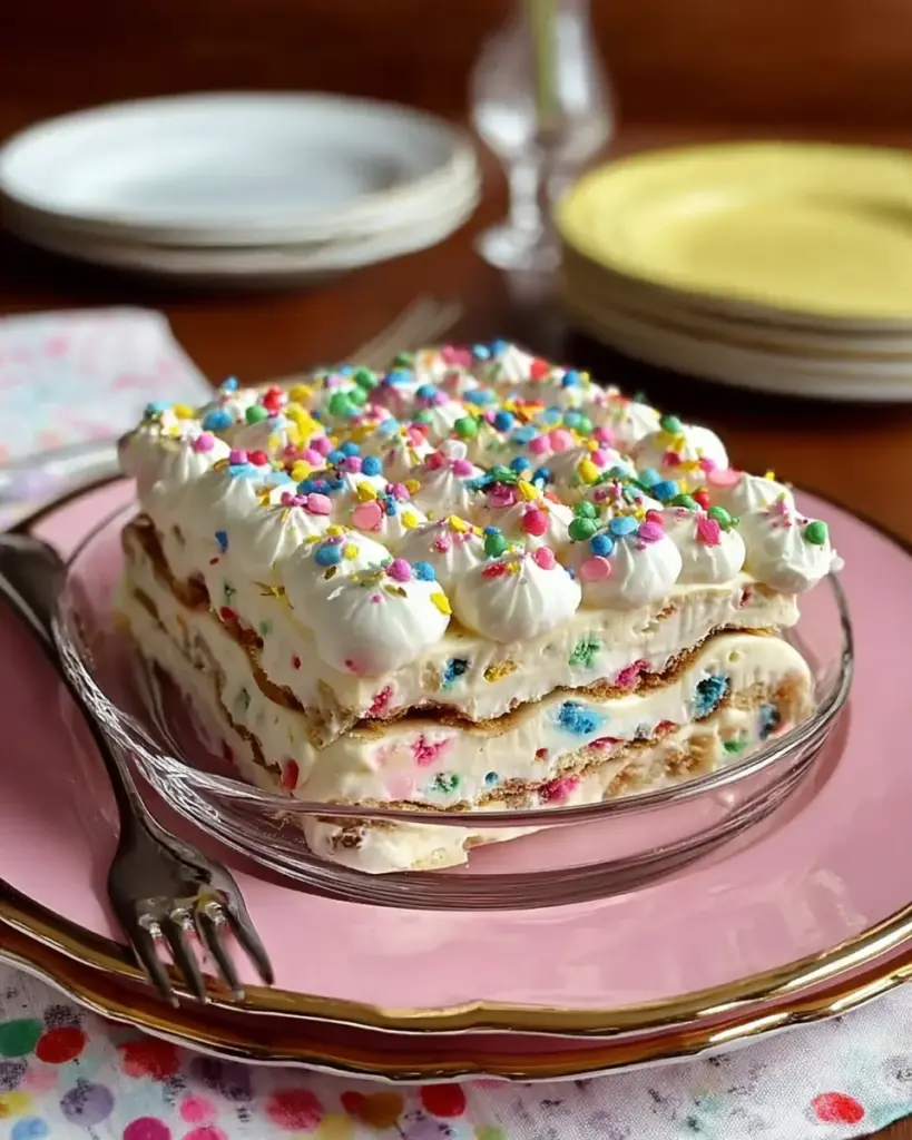 No-Bake Funfetti Cake Delight