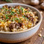 Cheesy French Onion Beef Rice Casserole