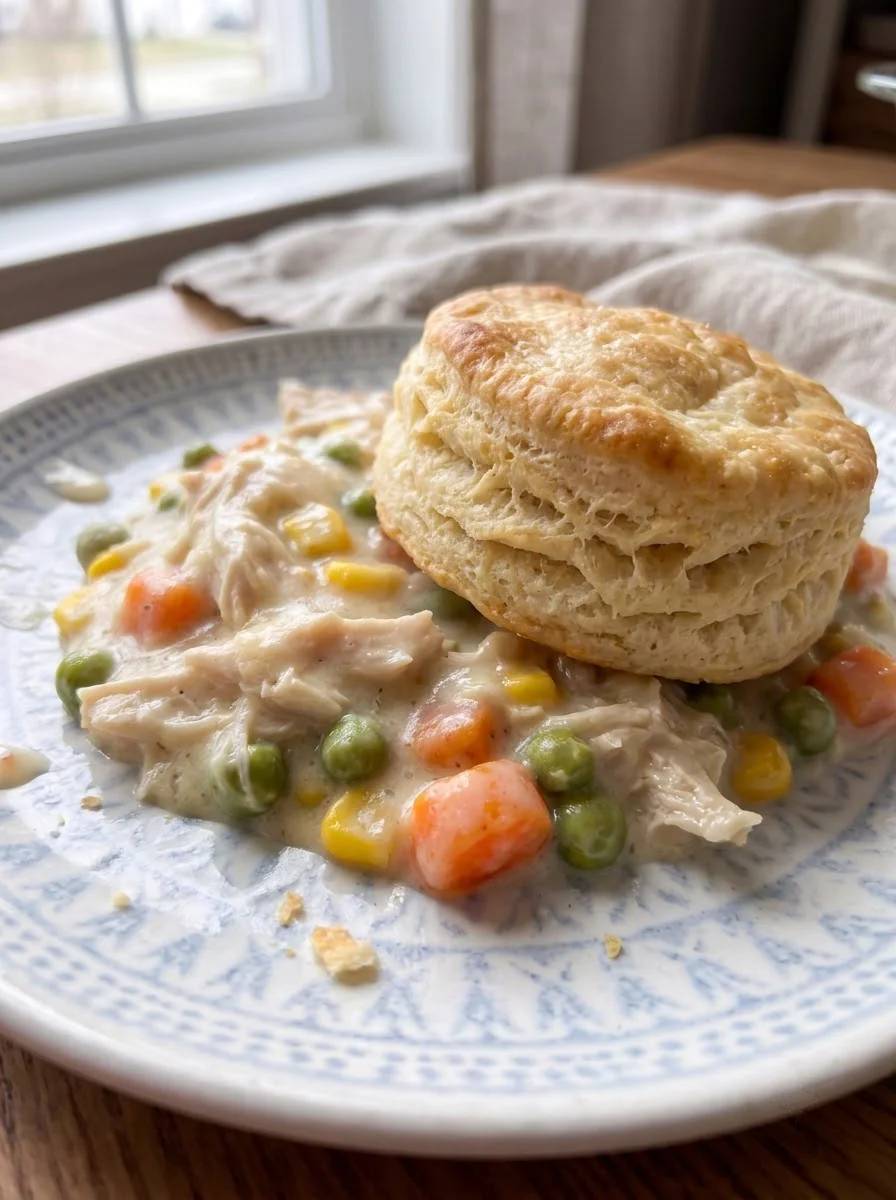 Creamed Chicken and Biscuits Casserole