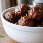 Crockpot Apple Butter Bourbon Meatballs