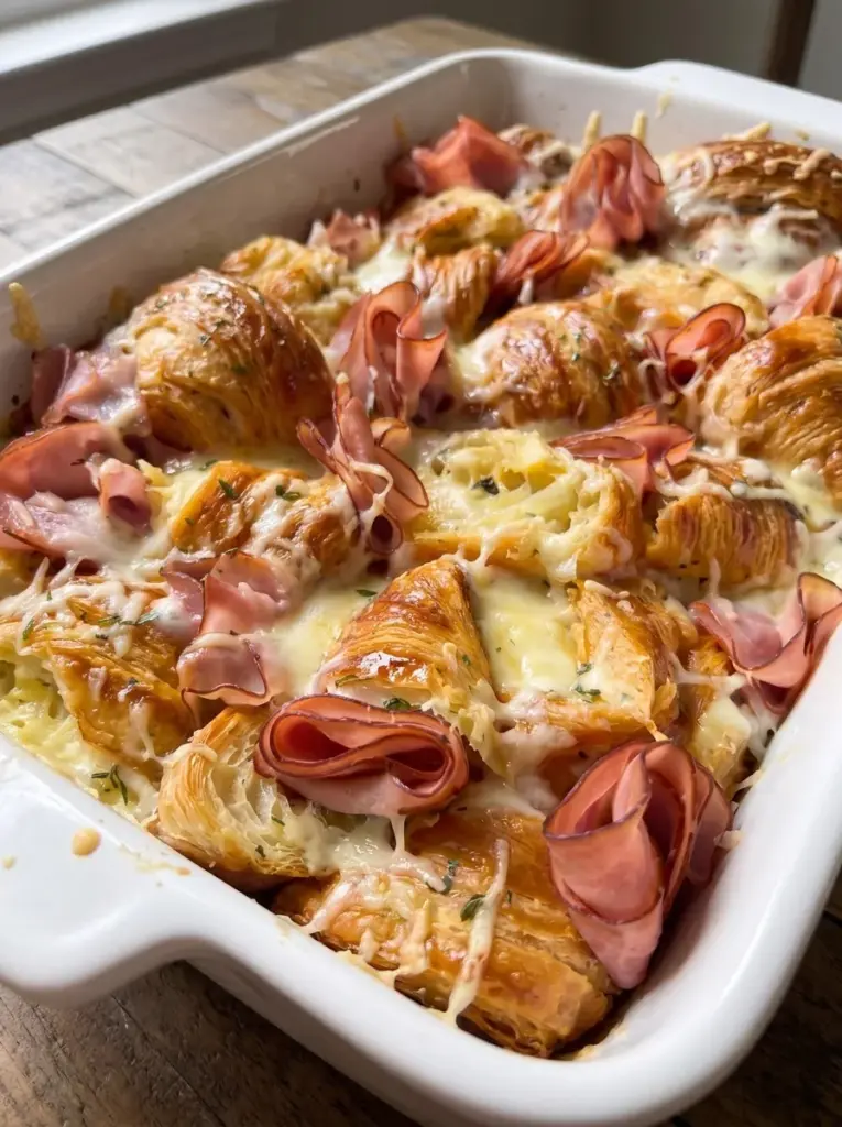 Ham and Cheese Croissant Bake