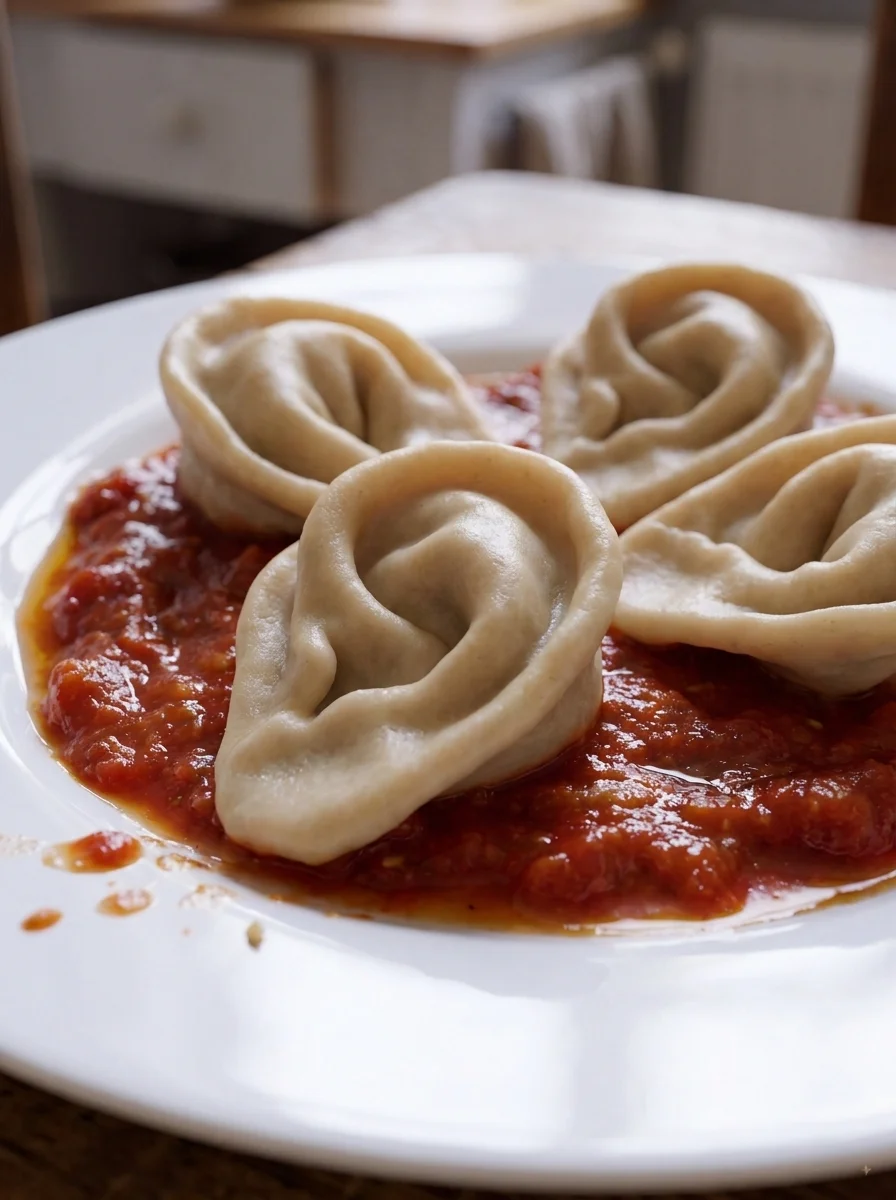 Human Ear Pasta with Sauce